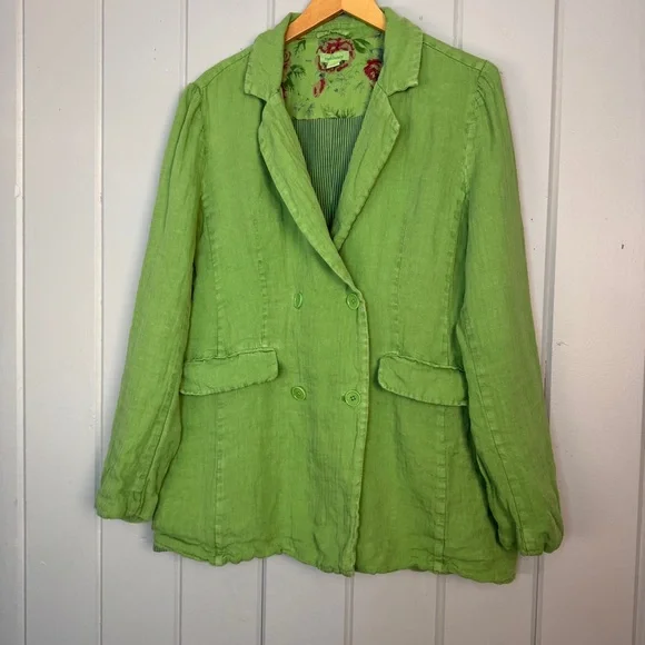 Sundance Oaklee Linen Blazer in Green Tea Size Button Front XL - Picture 1 of 16